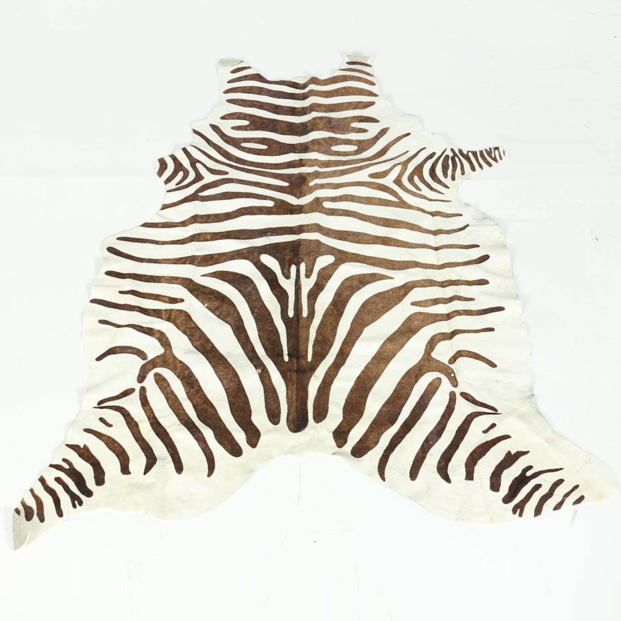 Zebra Print Cowhide Rug