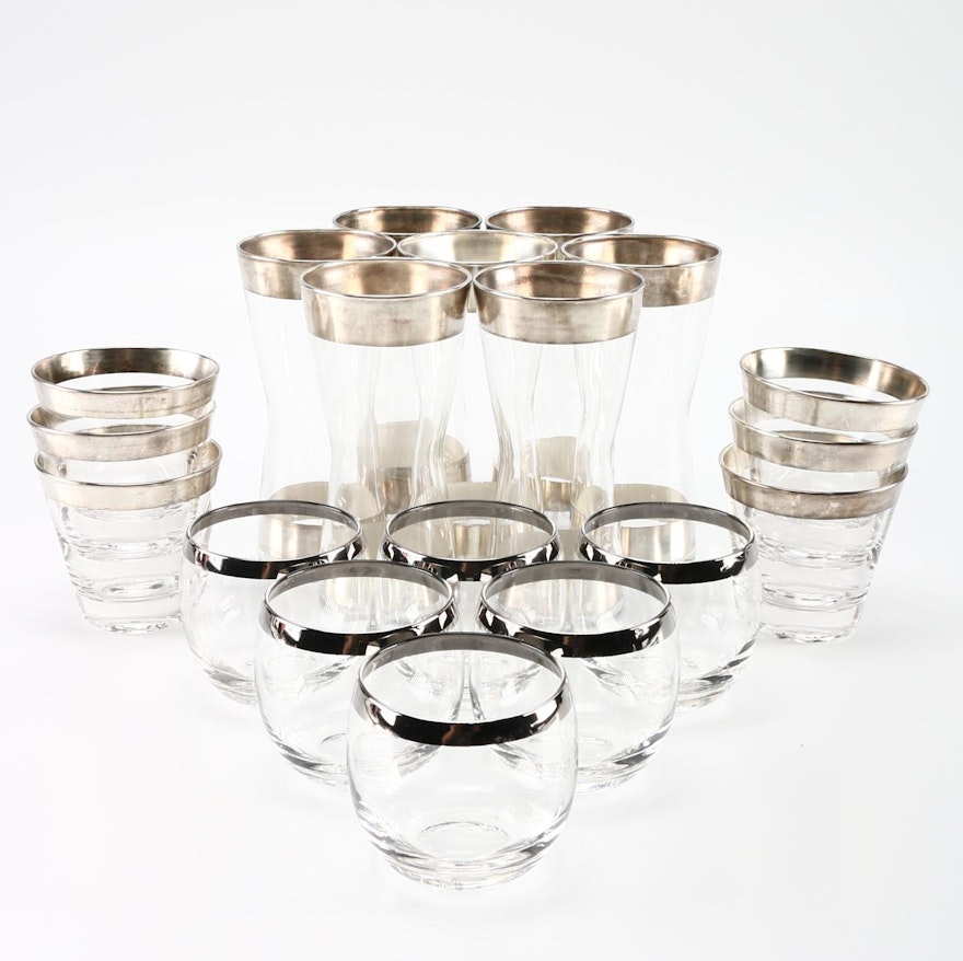 Metal Rimmed Cocktail Glass Set