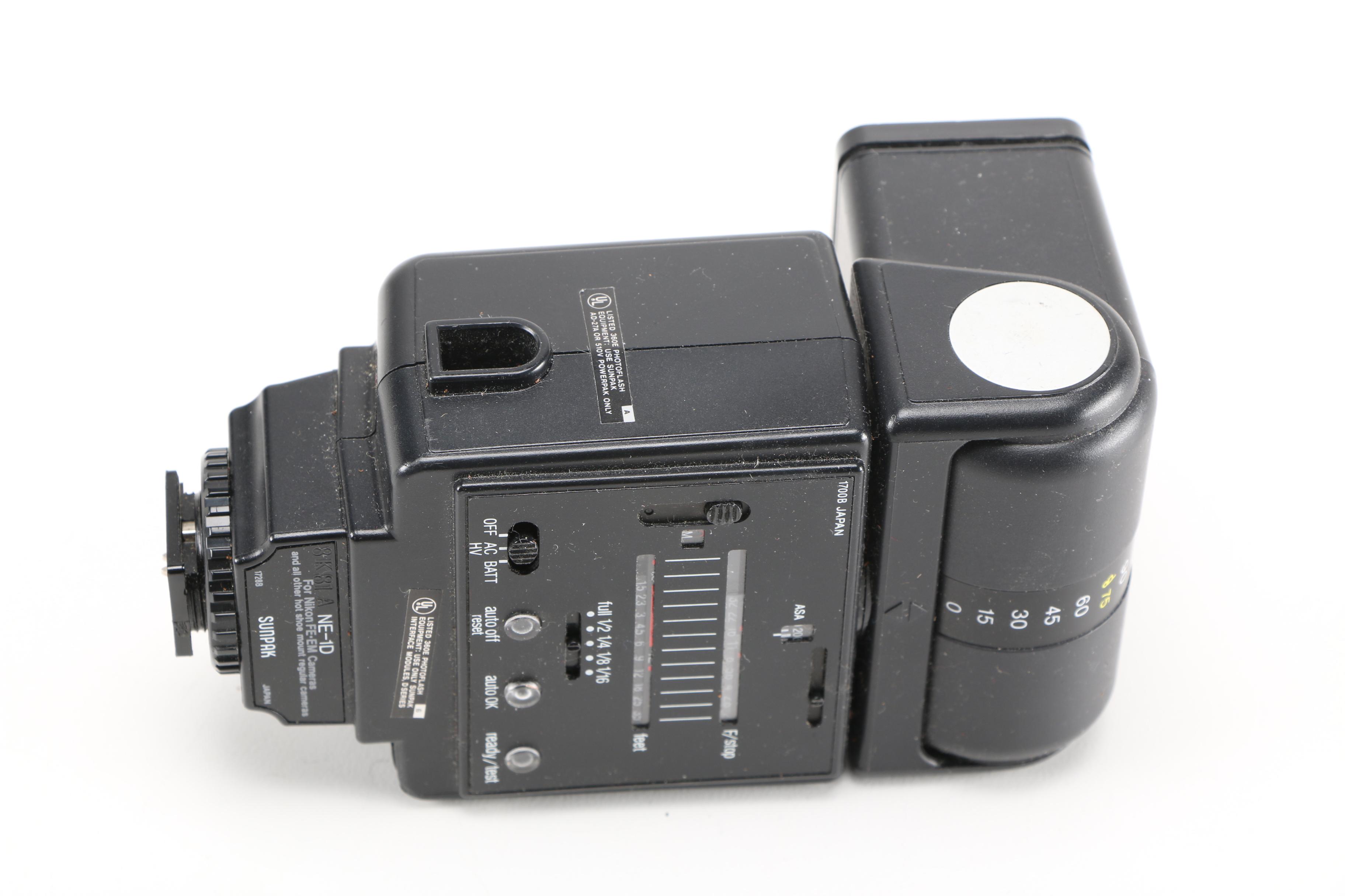 Nikon Motor Drive MD4, Lenses and Sunpak