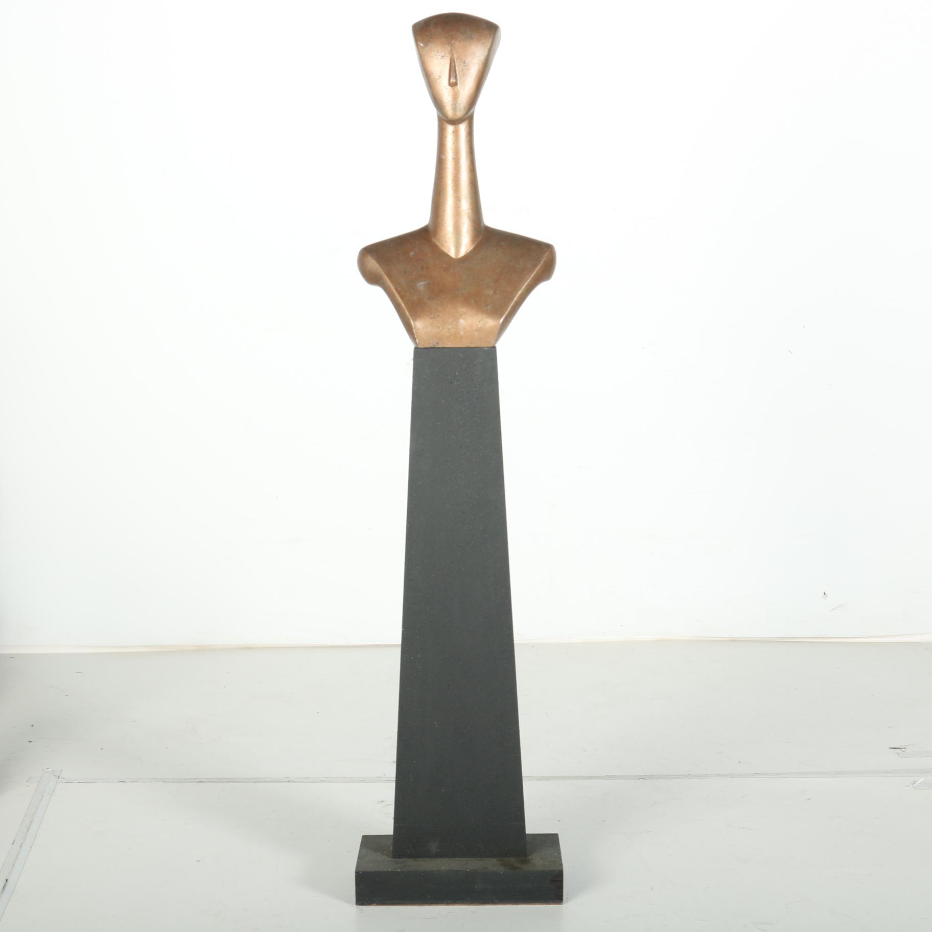 Copper Tone Cycladic Style Bust With Stand
