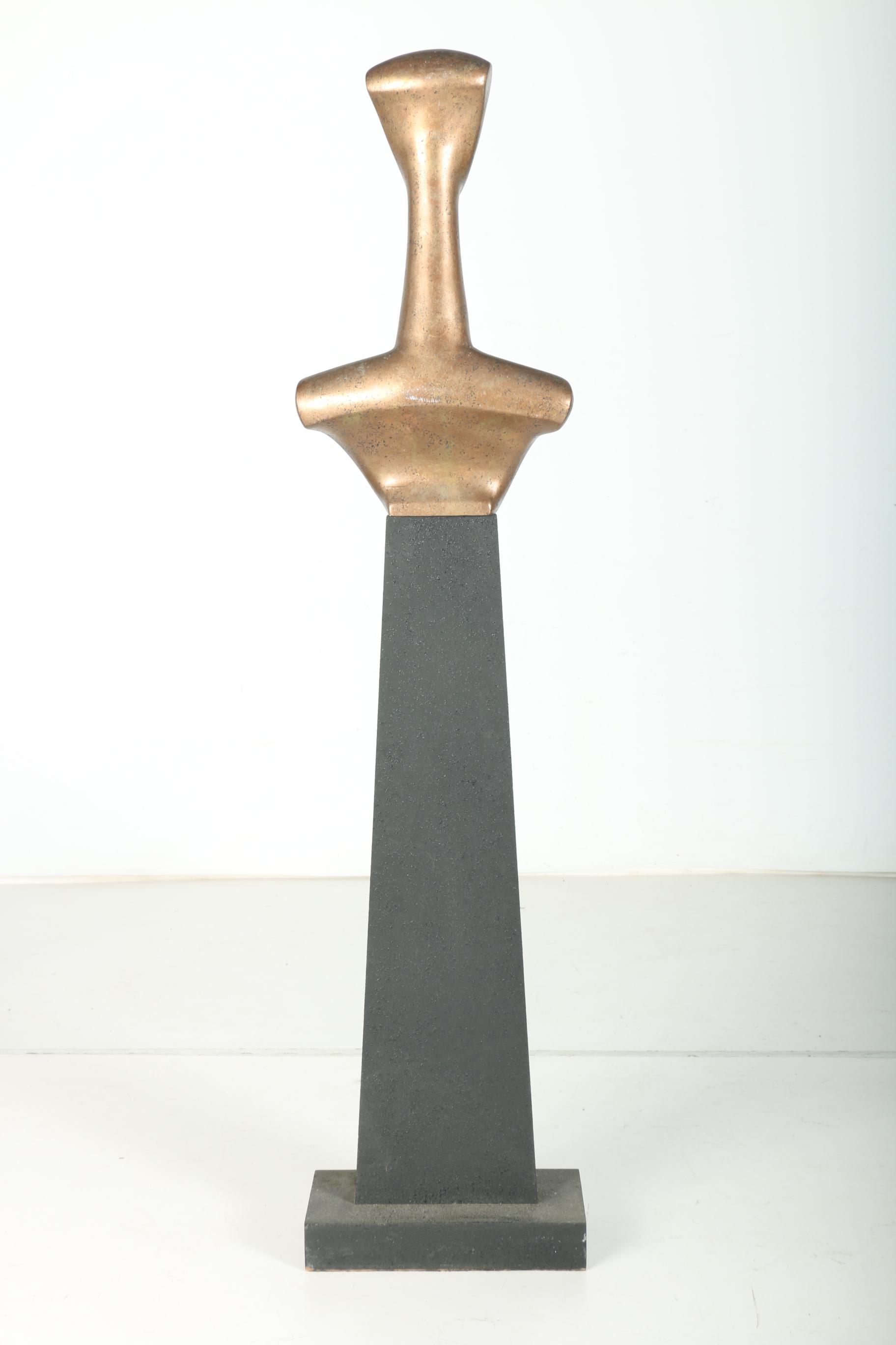 Copper Tone Cycladic Style Bust With Stand