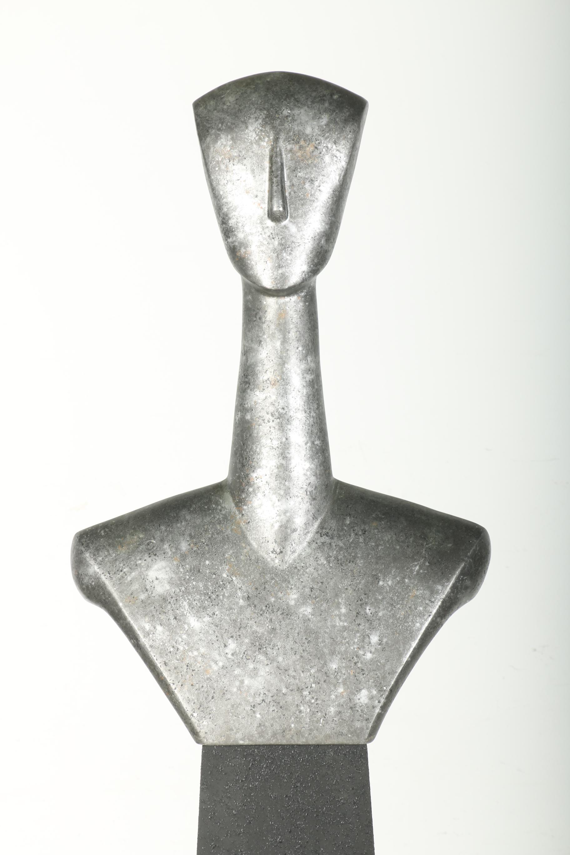 Silver Tone Cycladic Style Bust With Stand