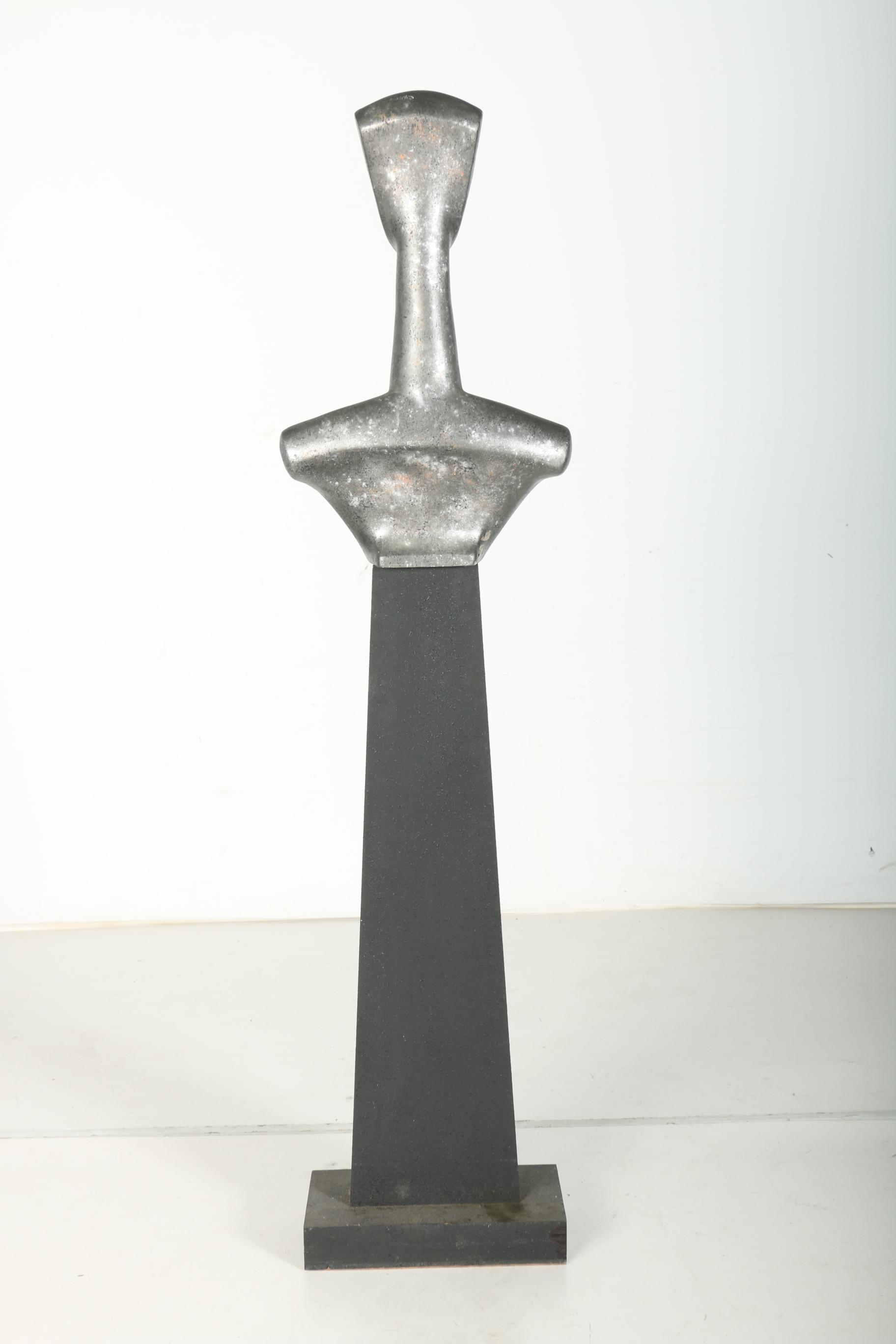 Silver Tone Cycladic Style Bust With Stand
