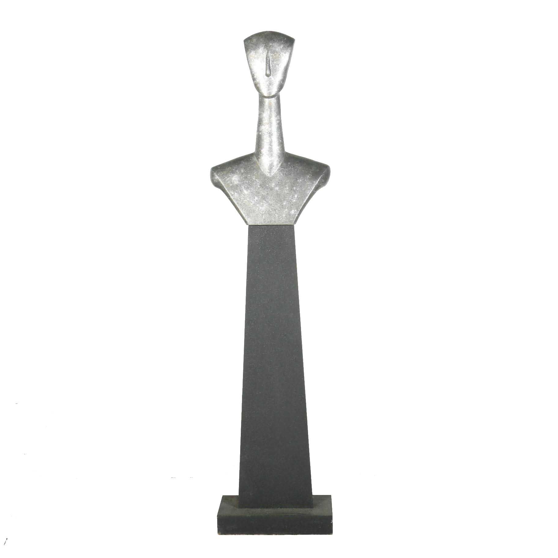 Silver Tone Cycladic Style Bust With Stand