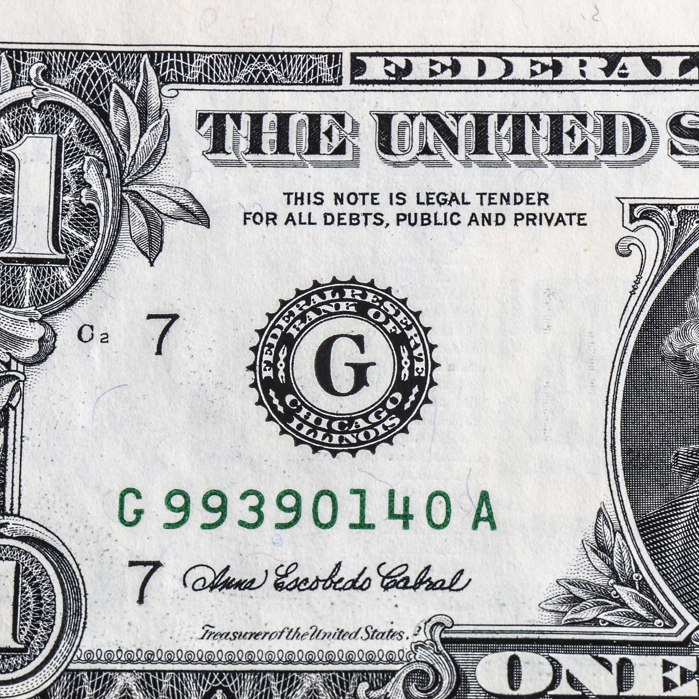 U.S. Mint Uncut One Dollar Bill Sheet