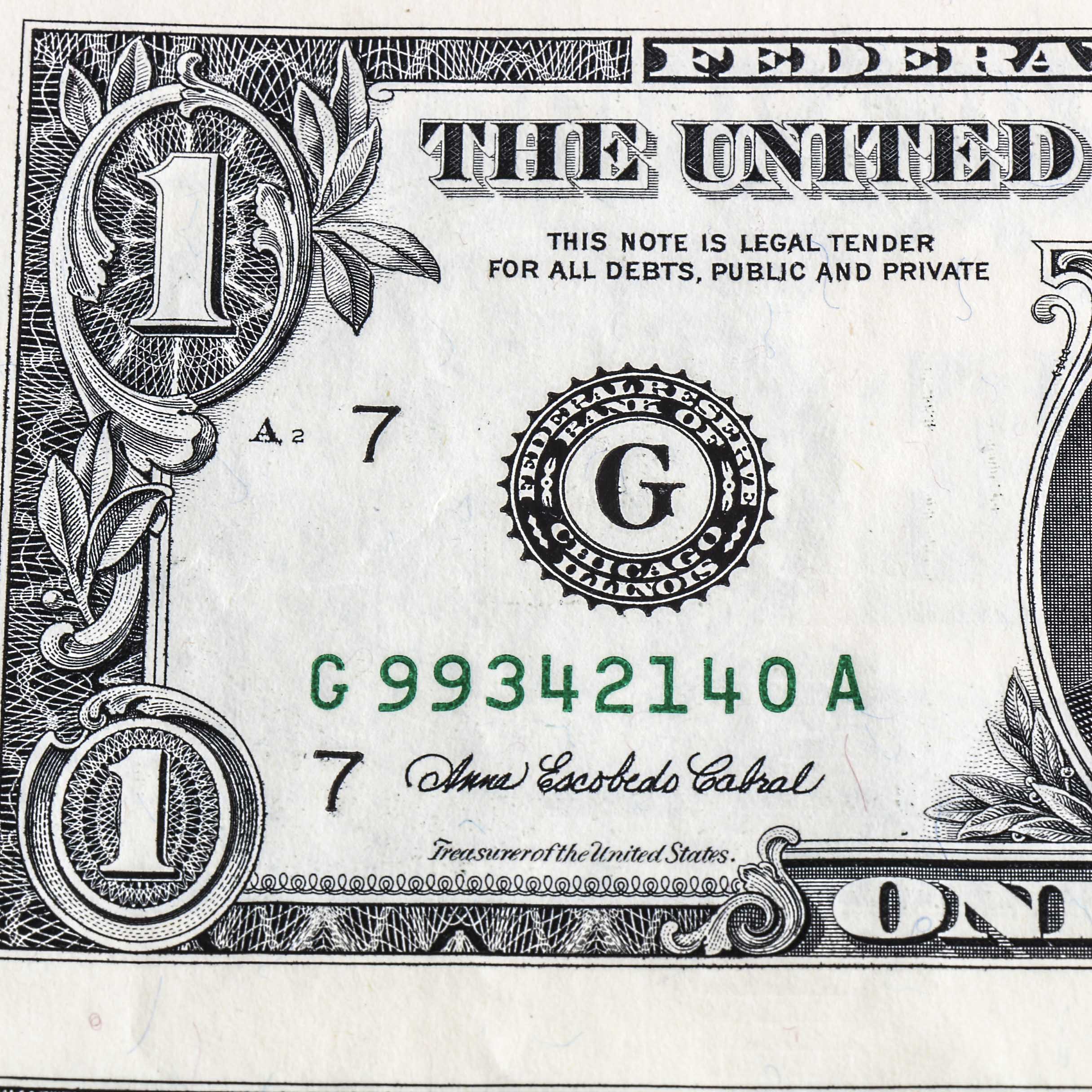 U.S. Mint Uncut One Dollar Bill Sheet