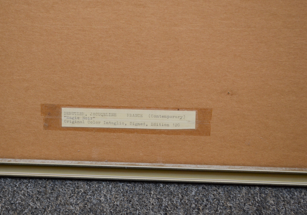 Jacuqeline Debutler Signed Limited Edition Color Intaglio Titled "Magic Noir"