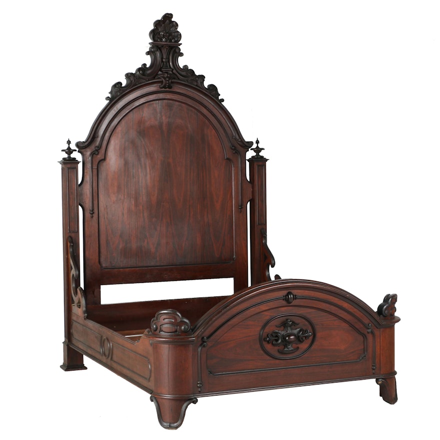 Rococo Revival Rosewood Bed Attributed to Mitchell & Rammelsberg