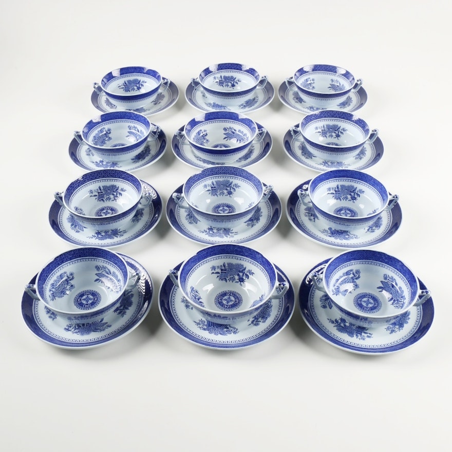 Spode "Fitzhugh" Bouillon Bowls with Underplates