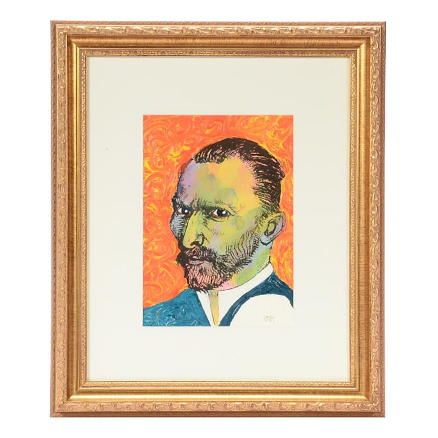 Original Mixed Media Limited Edition Portrait of Van Gogh