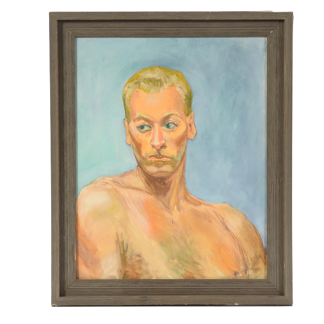 Mid-20th Century WPA-Style Oil Portrait on Board