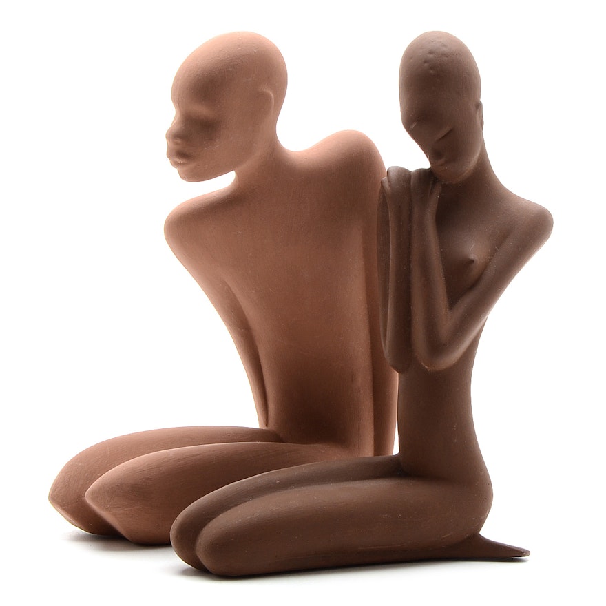 Pair of Ceramic Sculpture Signed Verner Moore