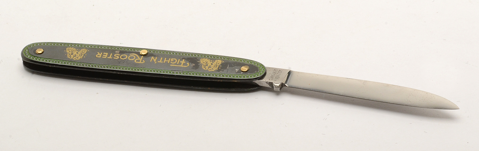 Vintage Fight'N Rooster Painted Metal Stockman Folding Knives