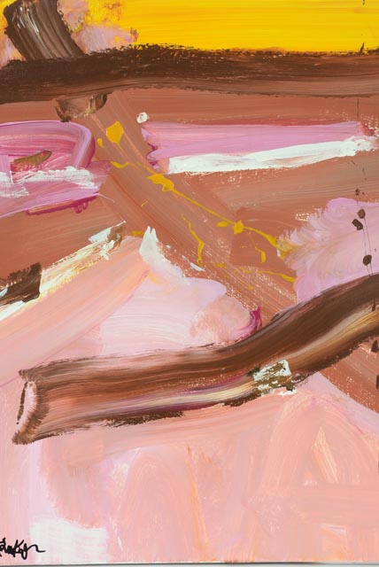 Robbie Kemper Original Acrylic Painting on Canvas "Pink, Brown, Yellow"