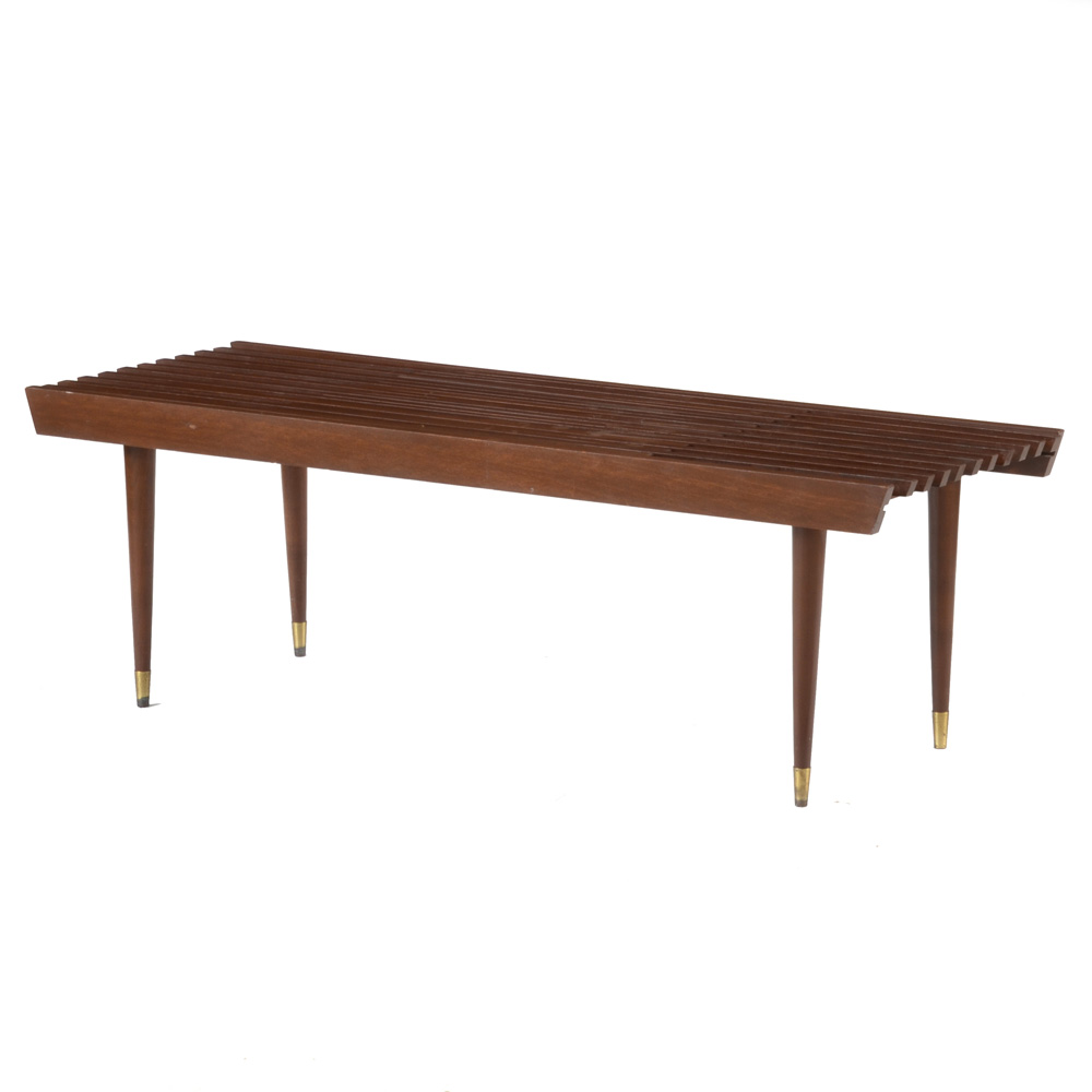 Danish Modern Expandable Slat Top Bench Coffee Table