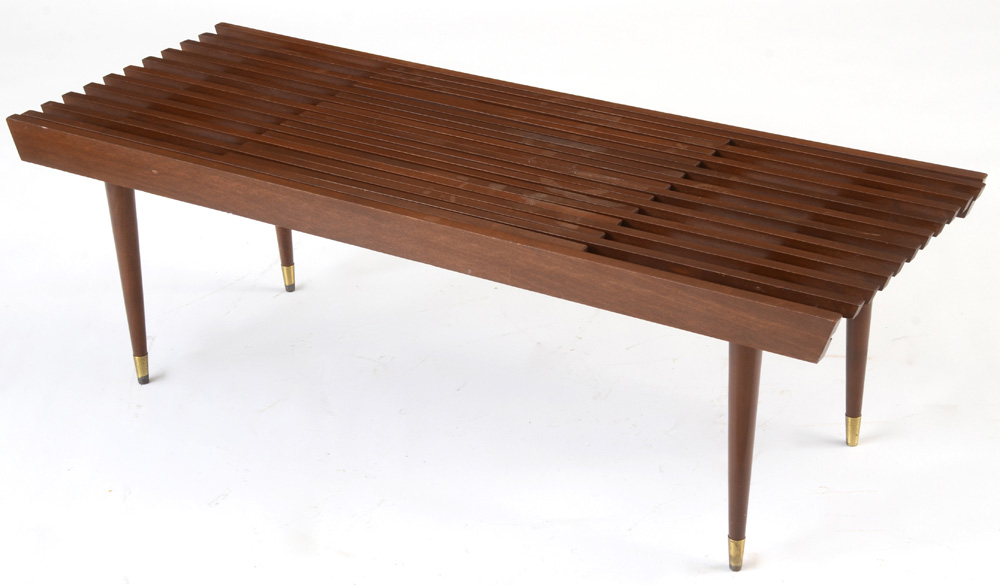 Danish Modern Expandable Slat Top Bench Coffee Table