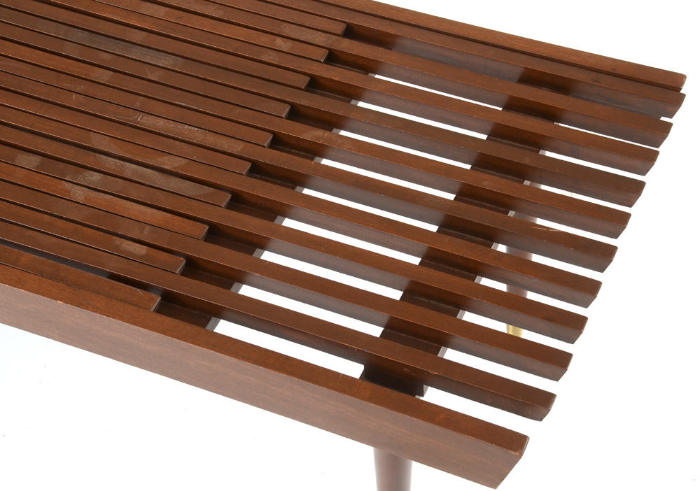 Danish Modern Expandable Slat Top Bench Coffee Table