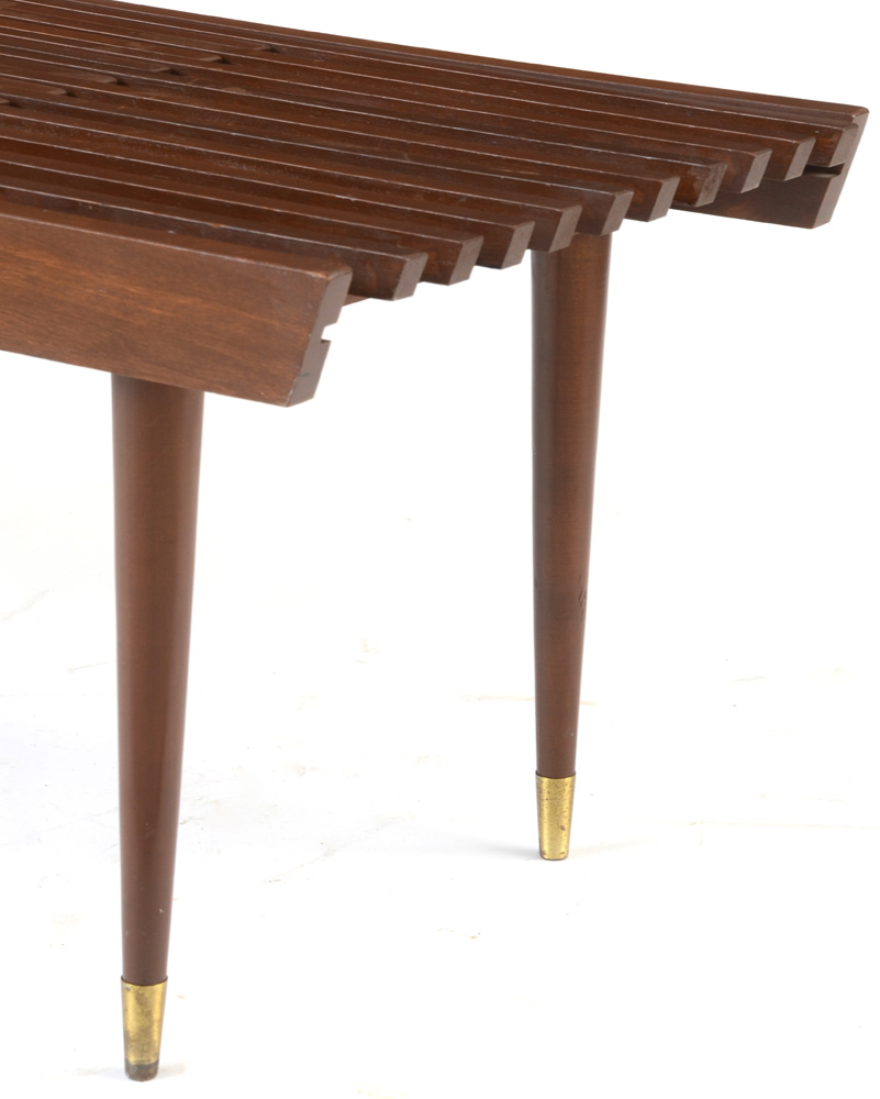 Danish Modern Expandable Slat Top Bench Coffee Table