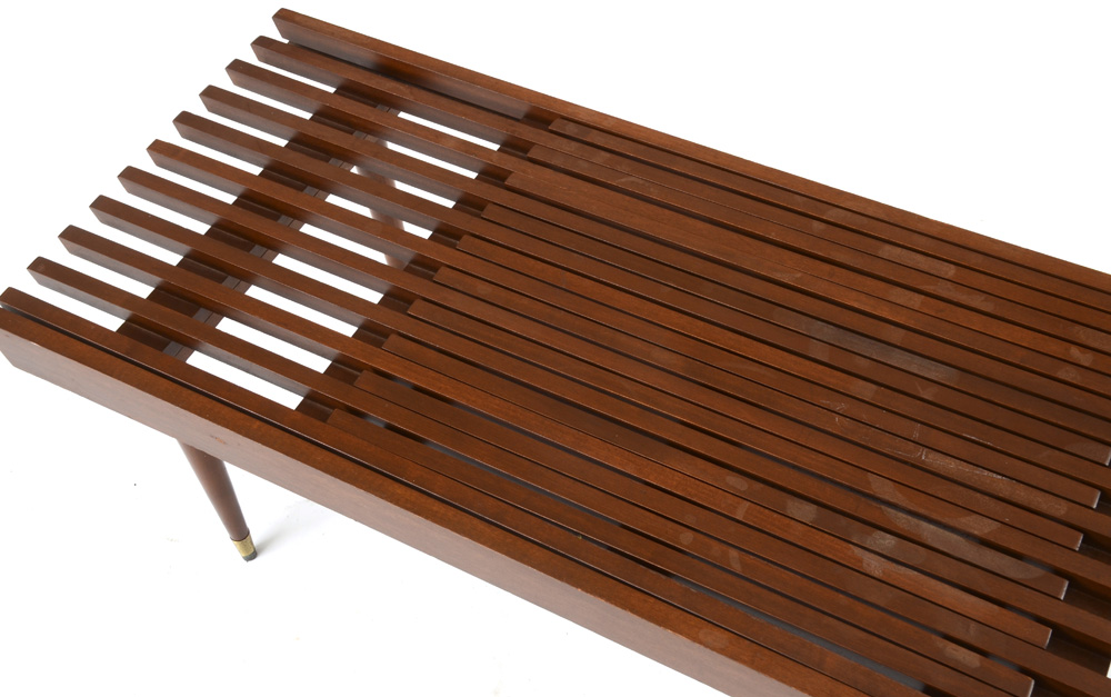 Danish Modern Expandable Slat Top Bench Coffee Table