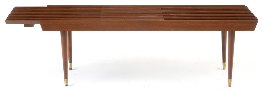 Danish Modern Expandable Slat Top Bench Coffee Table