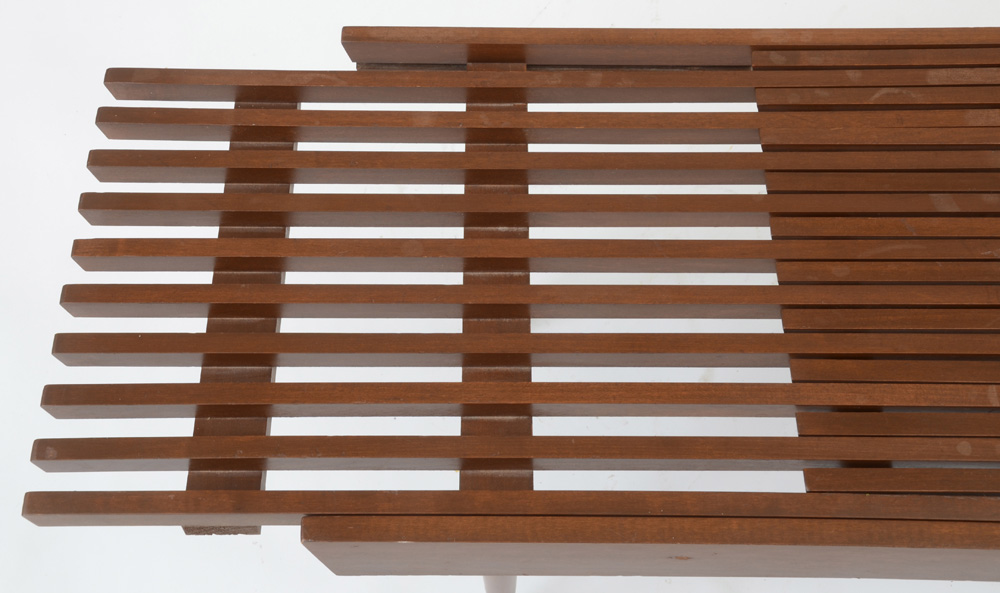 Danish Modern Expandable Slat Top Bench Coffee Table