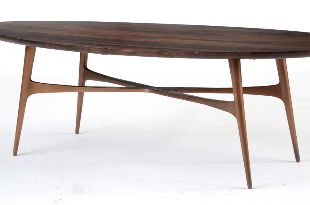 Mid Century Modern Oval Walnut Coffee Table