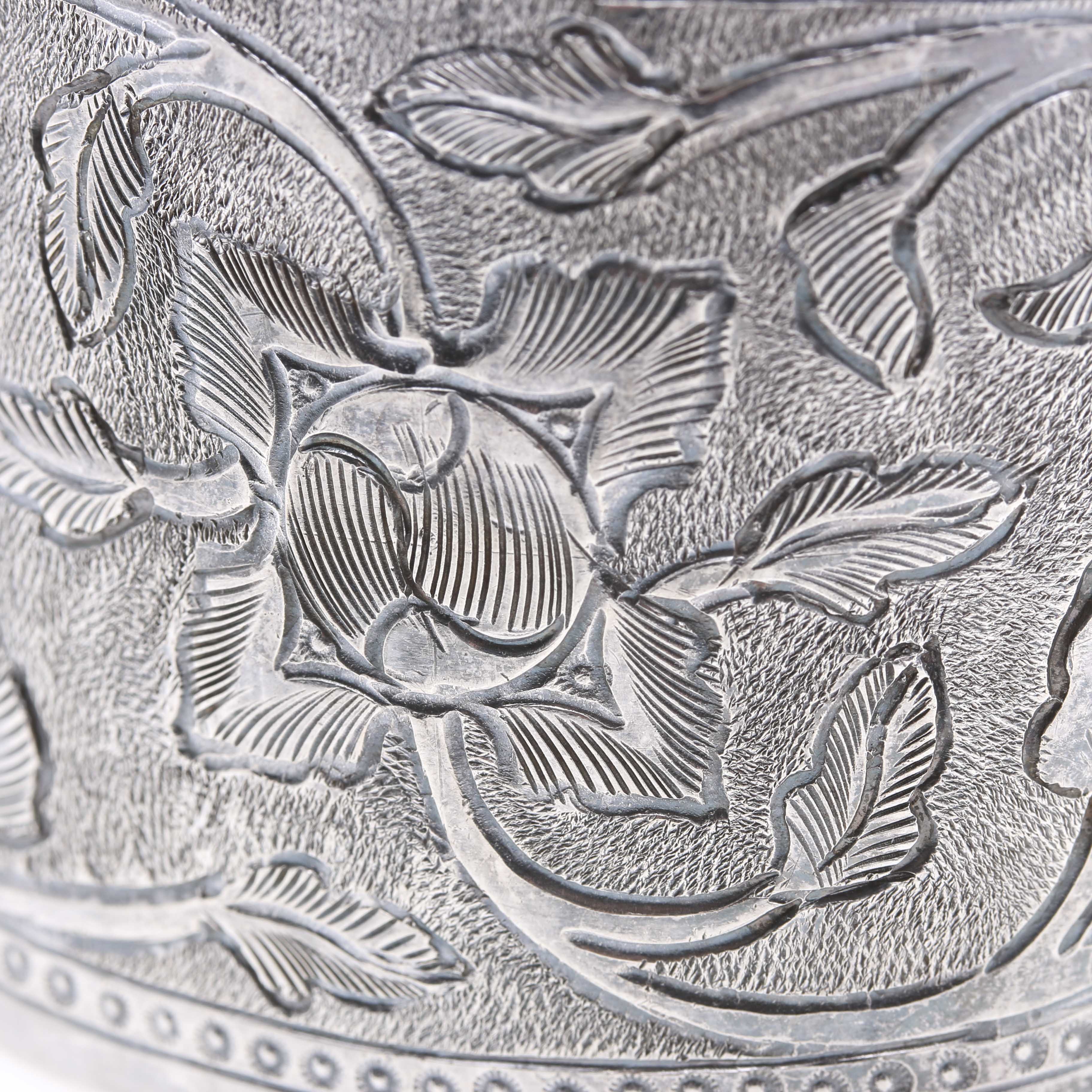 Engraved Sterling Silver Floral Cuff Bracelet