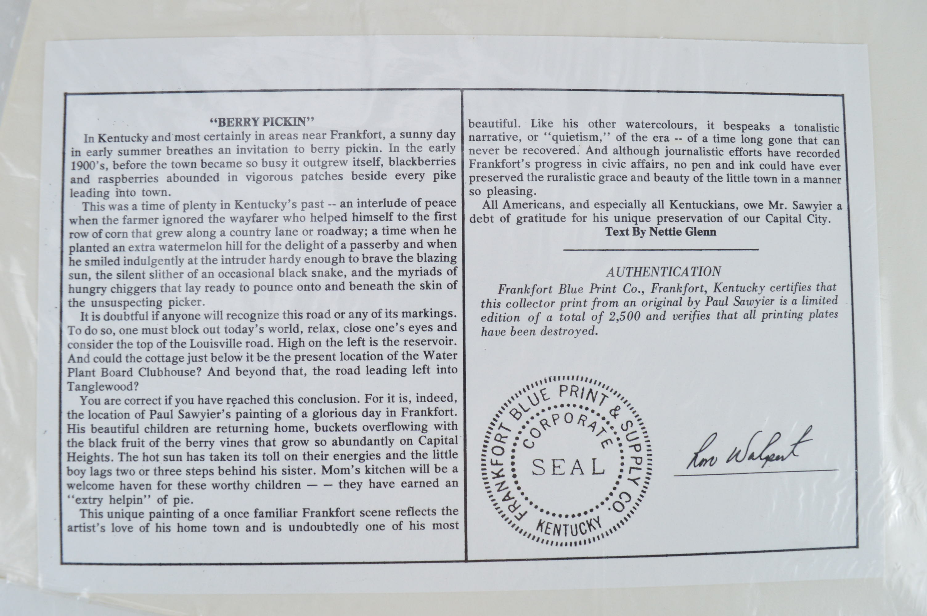 Paul Sawyier Limited Edition Prints "The Good Earth," "Heading Home" and "Berry Pickin'"