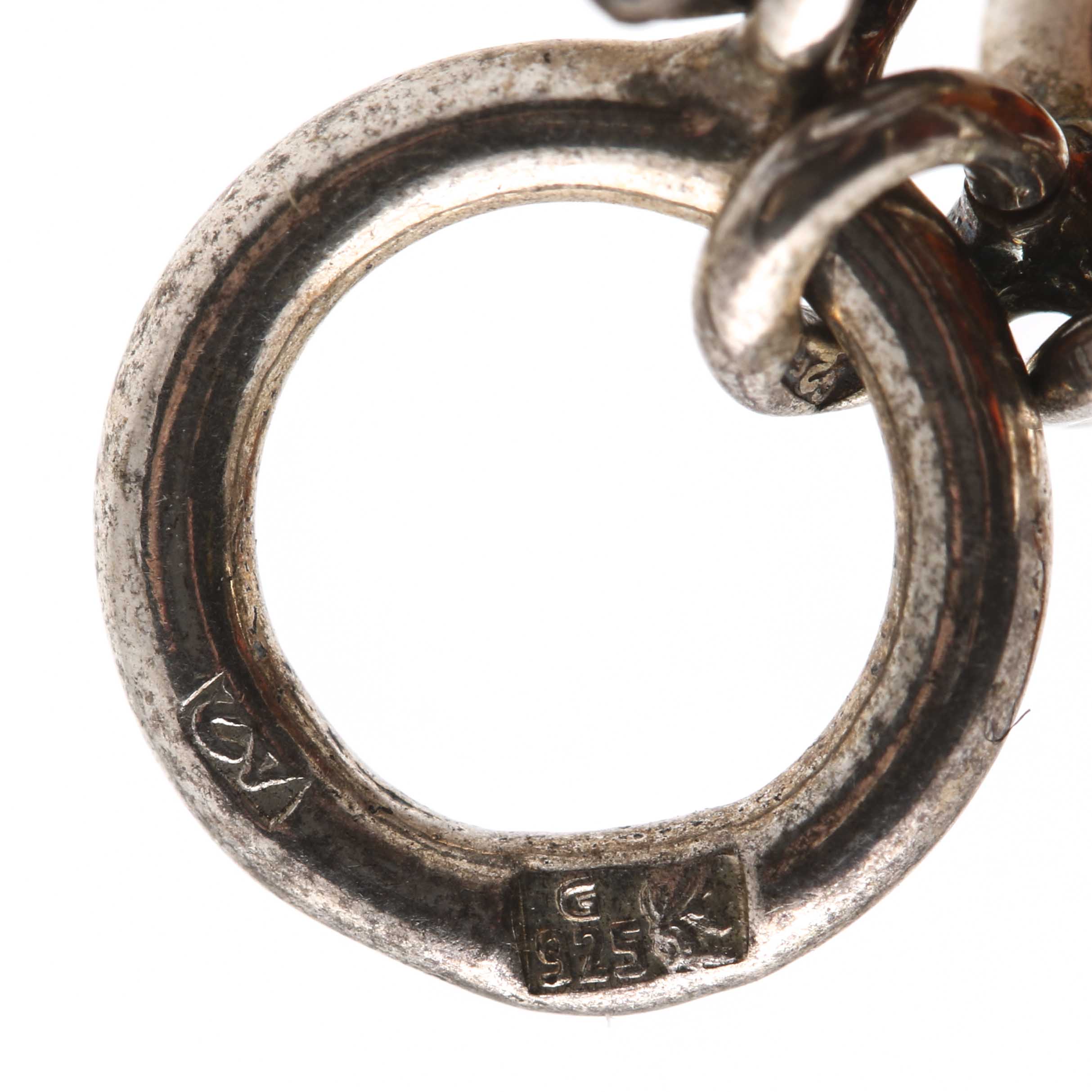 Polish Sterling Silver Amber and Oxidised Sterling Demi Parure