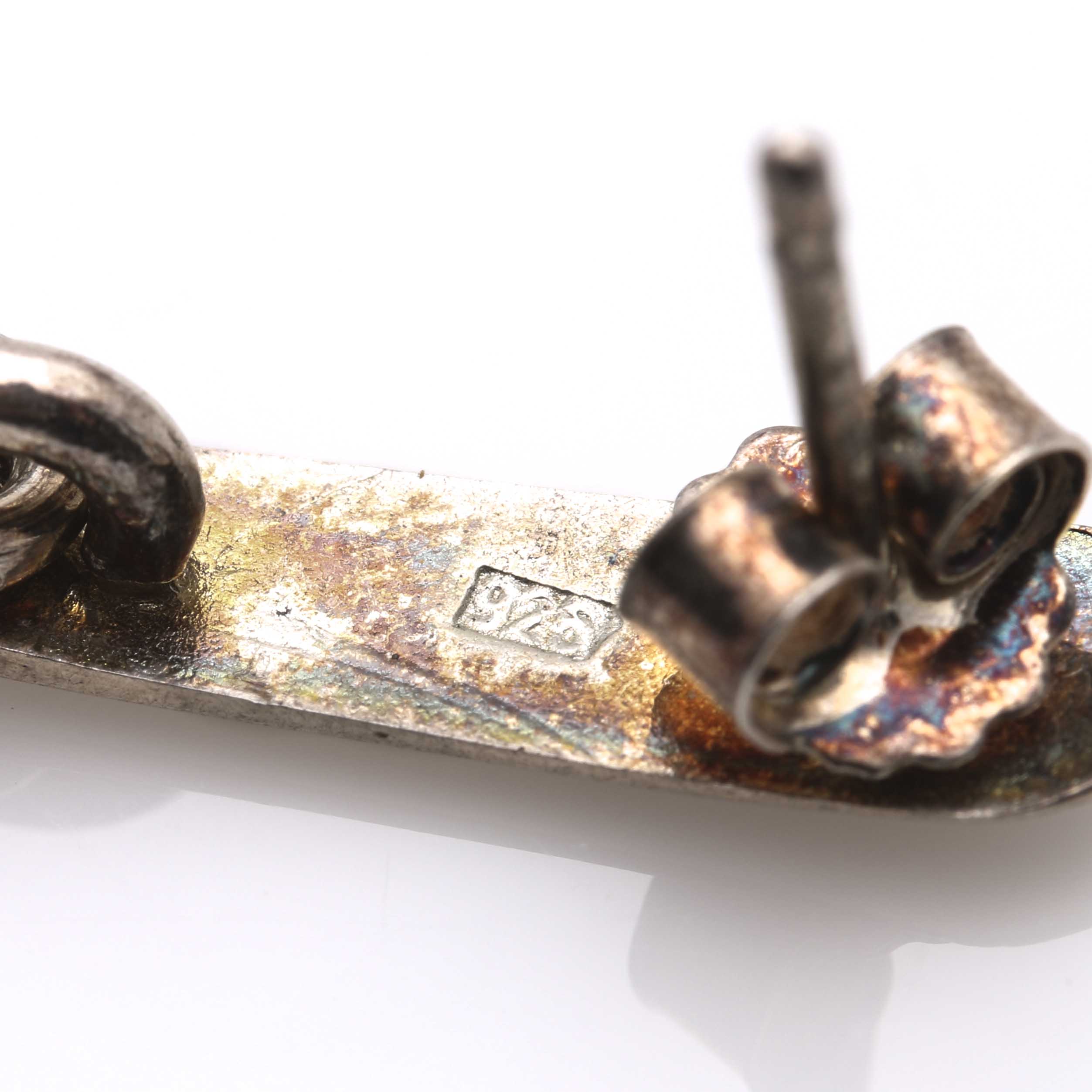 Polish Sterling Silver Amber and Oxidised Sterling Demi Parure