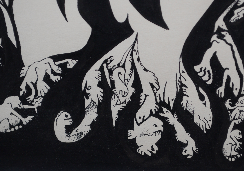 Black and White Abstract Animal Drawing