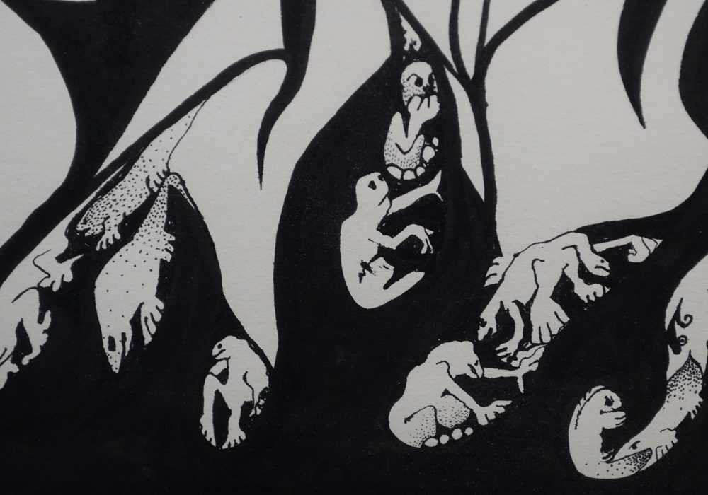 Black and White Abstract Animal Drawing