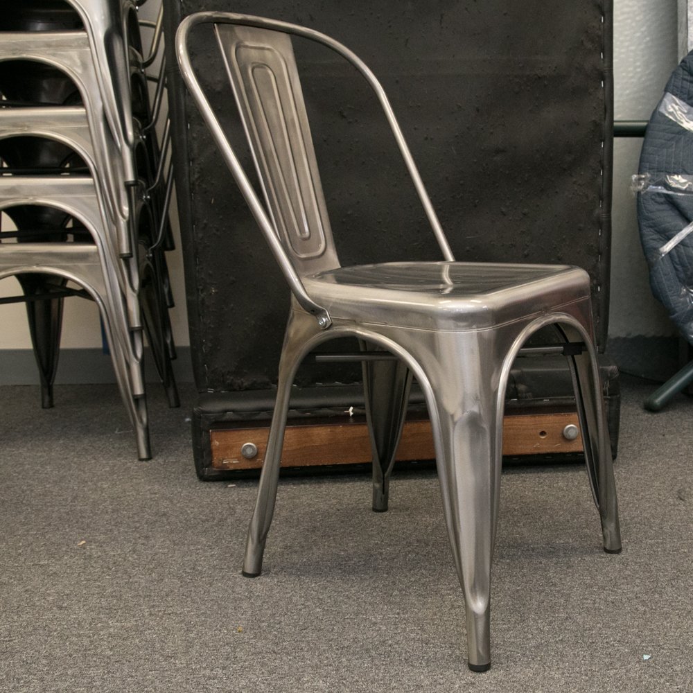 Set of Industrial Style Steel Side Chairs