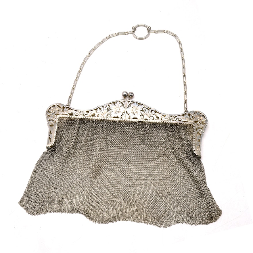 Sterling Silver Vintage Mesh Chain Purse