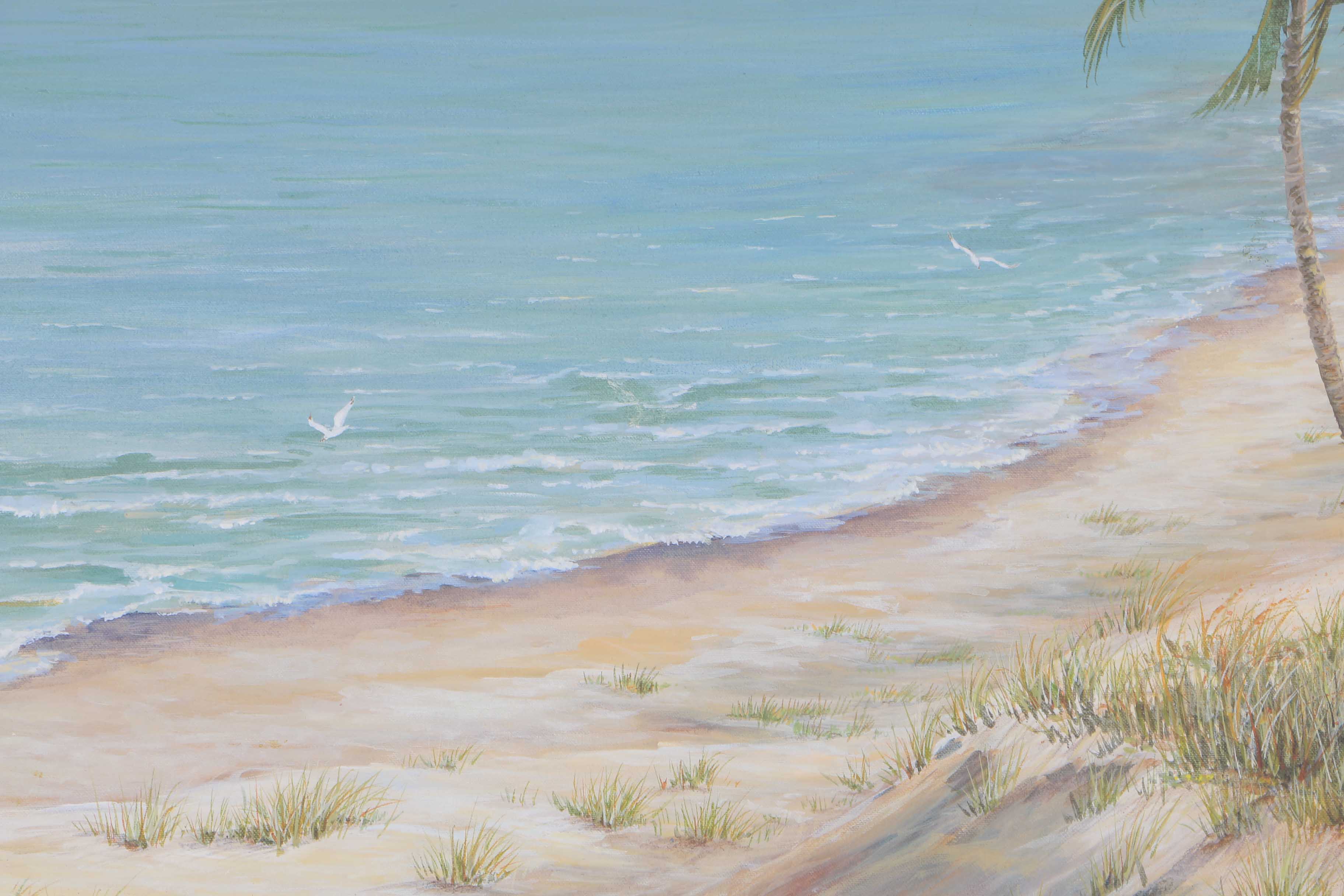 J. Kuracina Oil on Canvas of Beach Scene