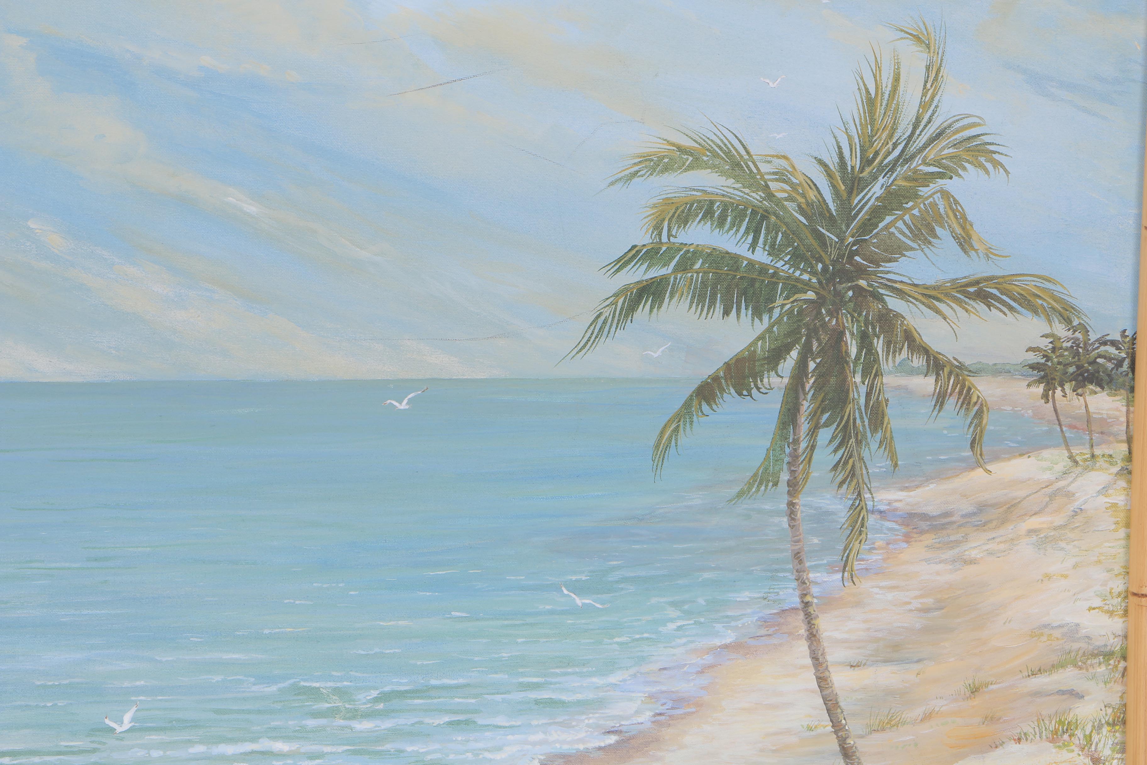 J. Kuracina Oil on Canvas of Beach Scene