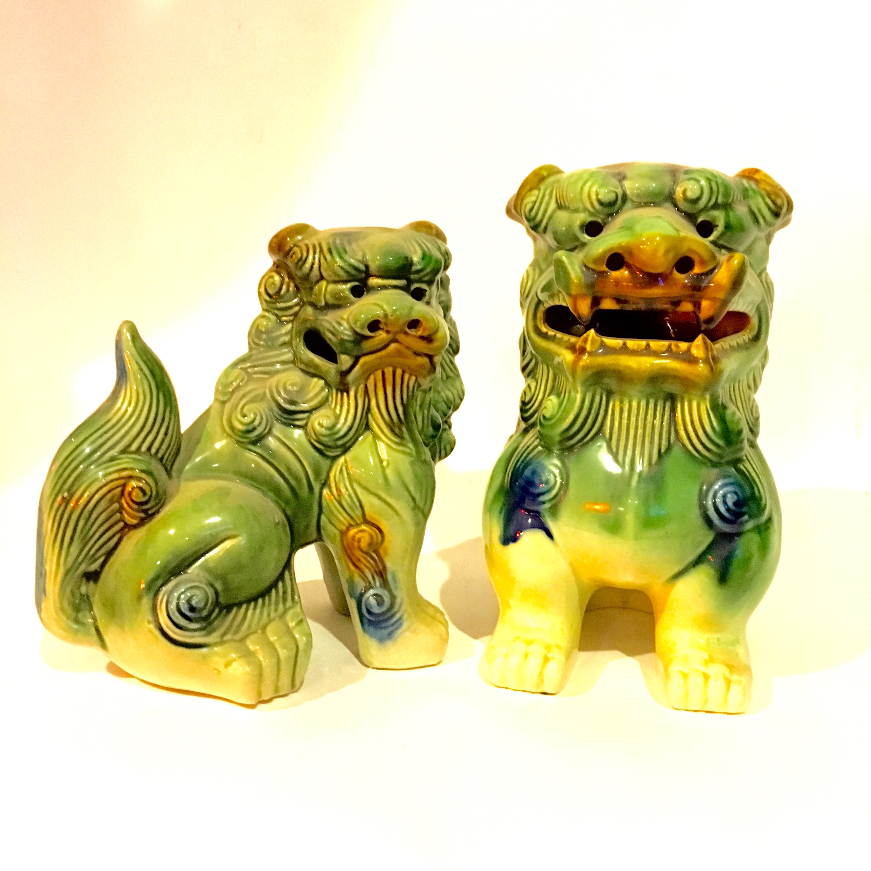 Chinese Ceramic Guardian Lion Statues
