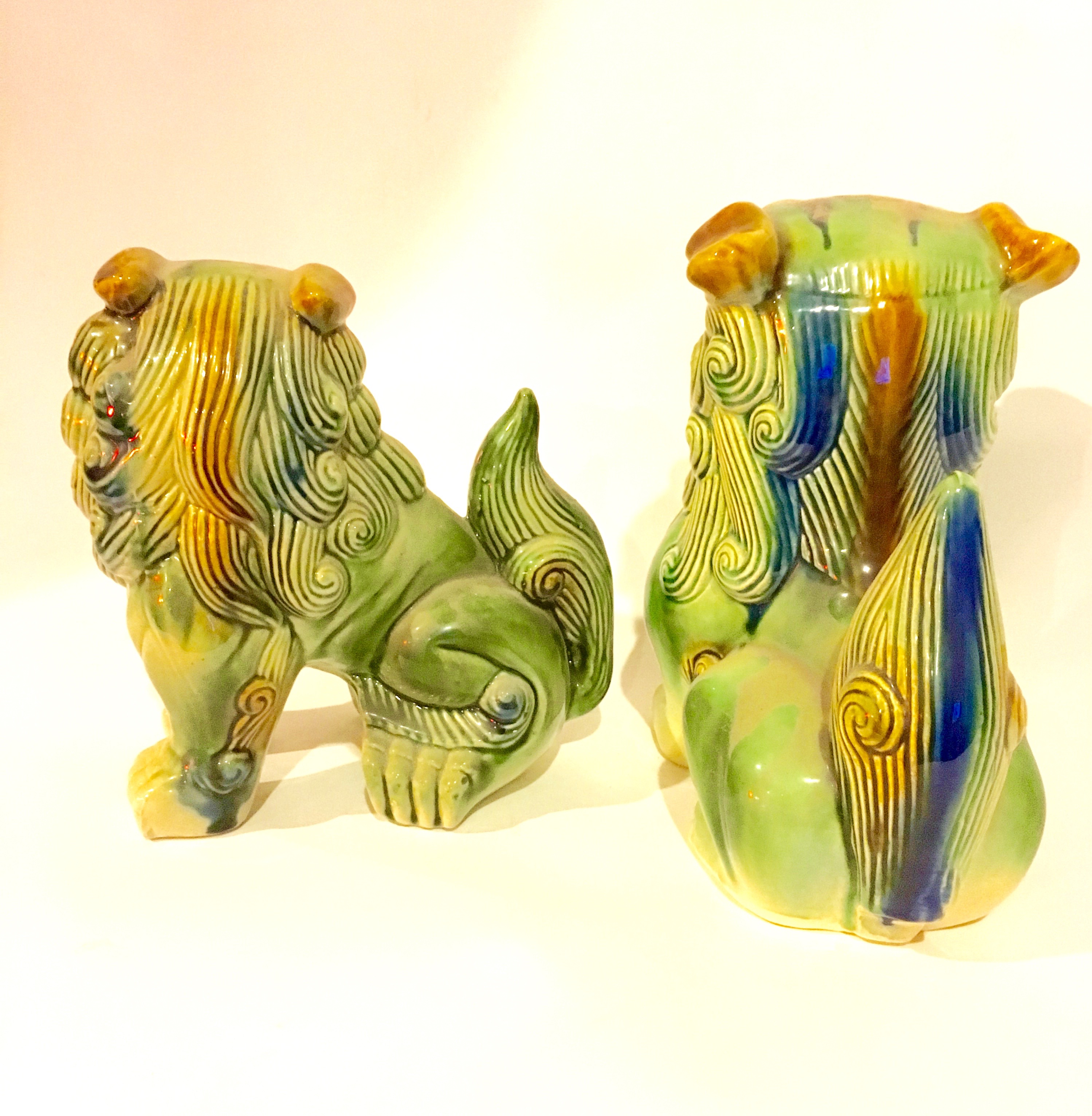 Chinese Ceramic Guardian Lion Statues