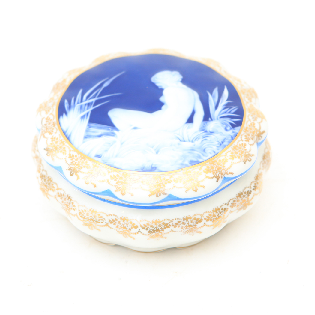 Vintage Limoges F.M. Grand Feu Barbotine Trinket Box