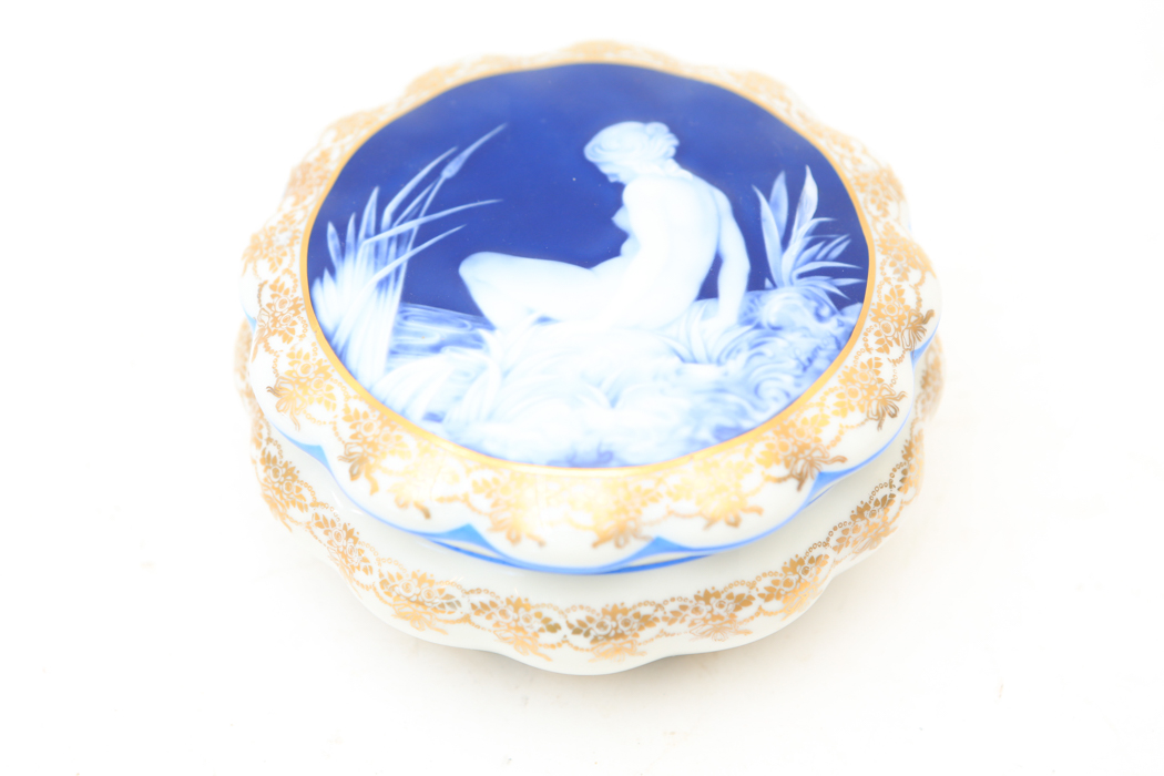 Vintage Limoges F.M. Grand Feu Barbotine Trinket Box