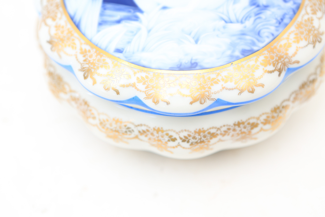 Vintage Limoges F.M. Grand Feu Barbotine Trinket Box