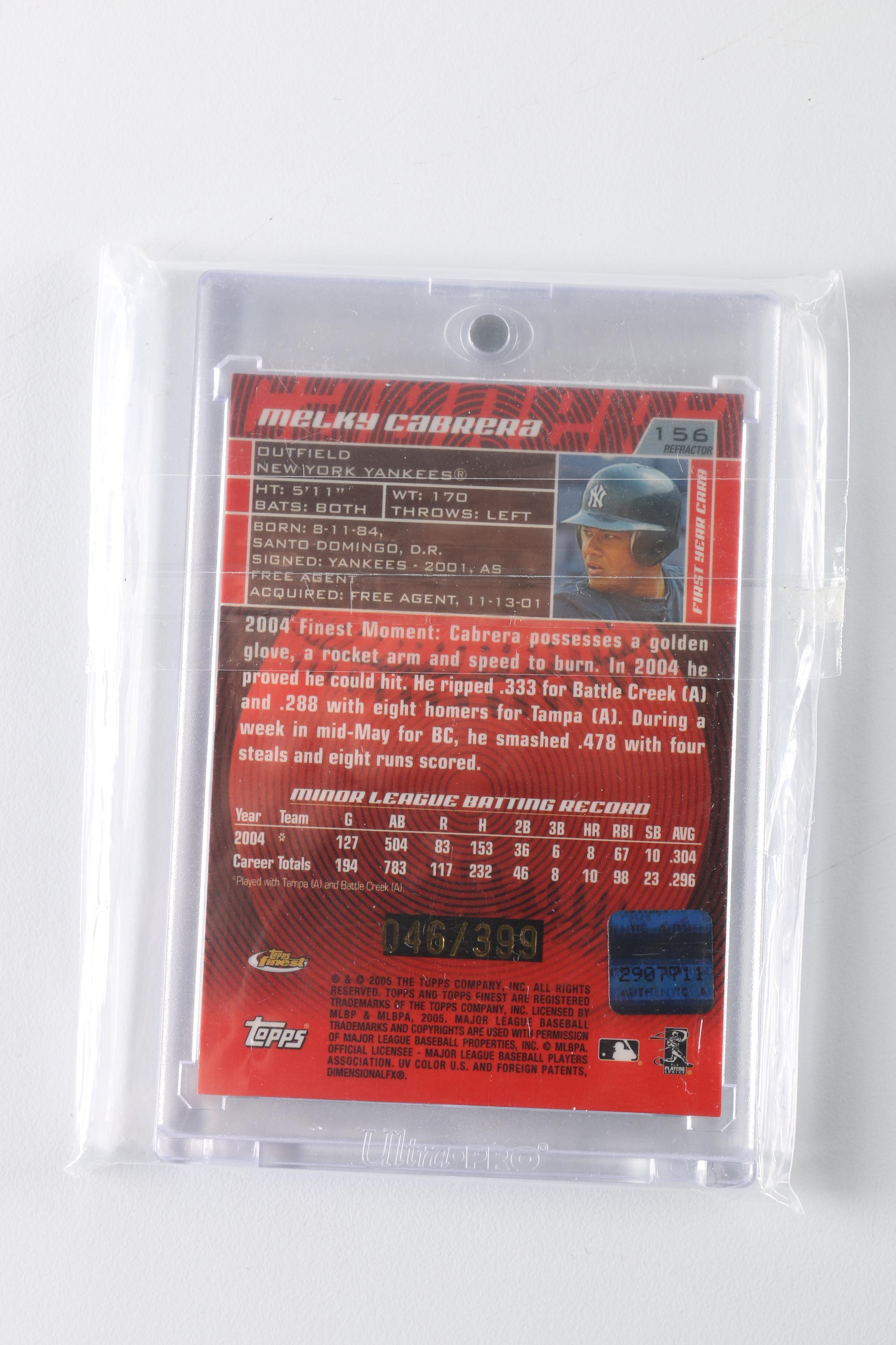 2005 Topps Finest Melky Cabrera Limited Edition Autographed Baseball Card