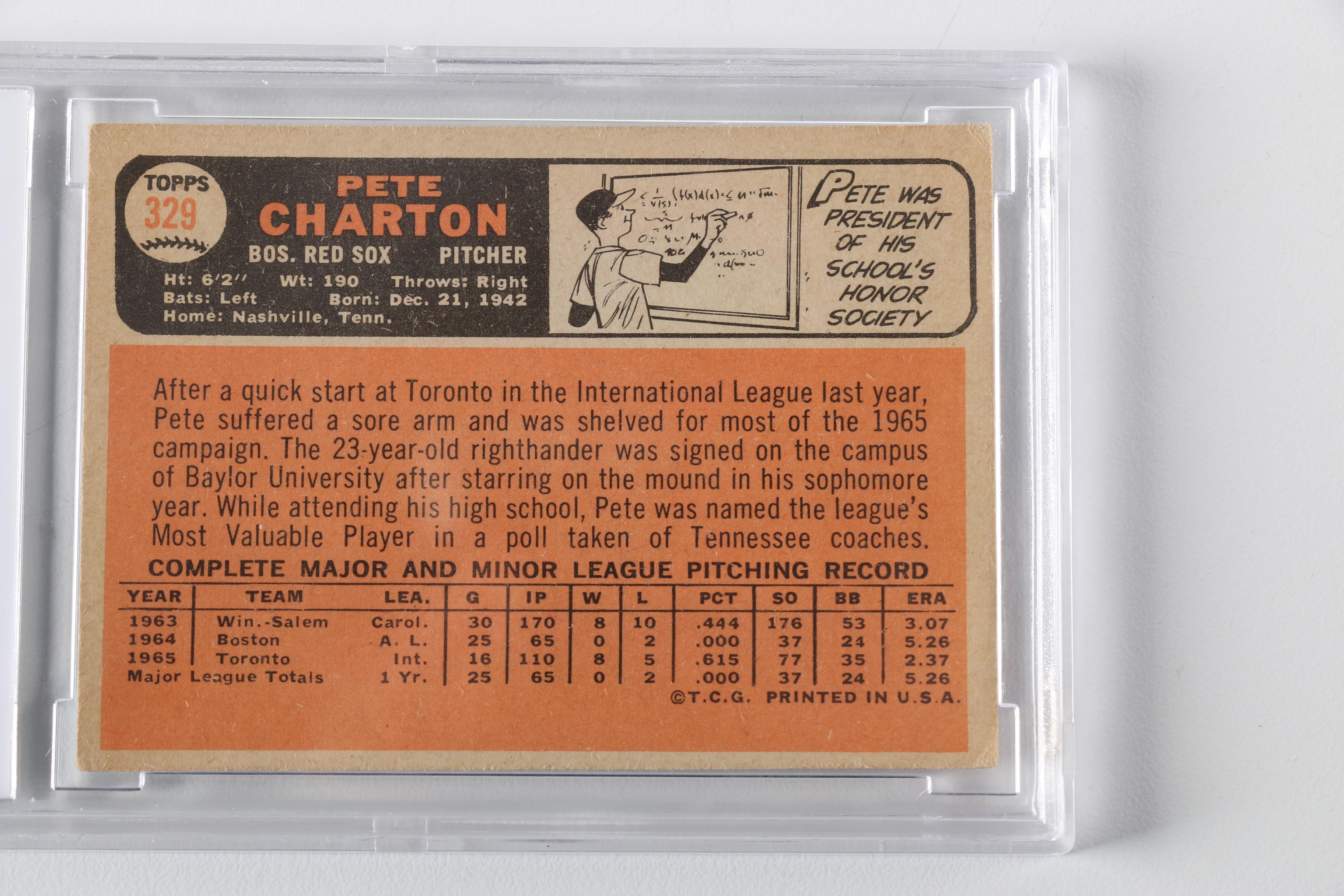 Autographed 1966 Topps Pete Charton #329
