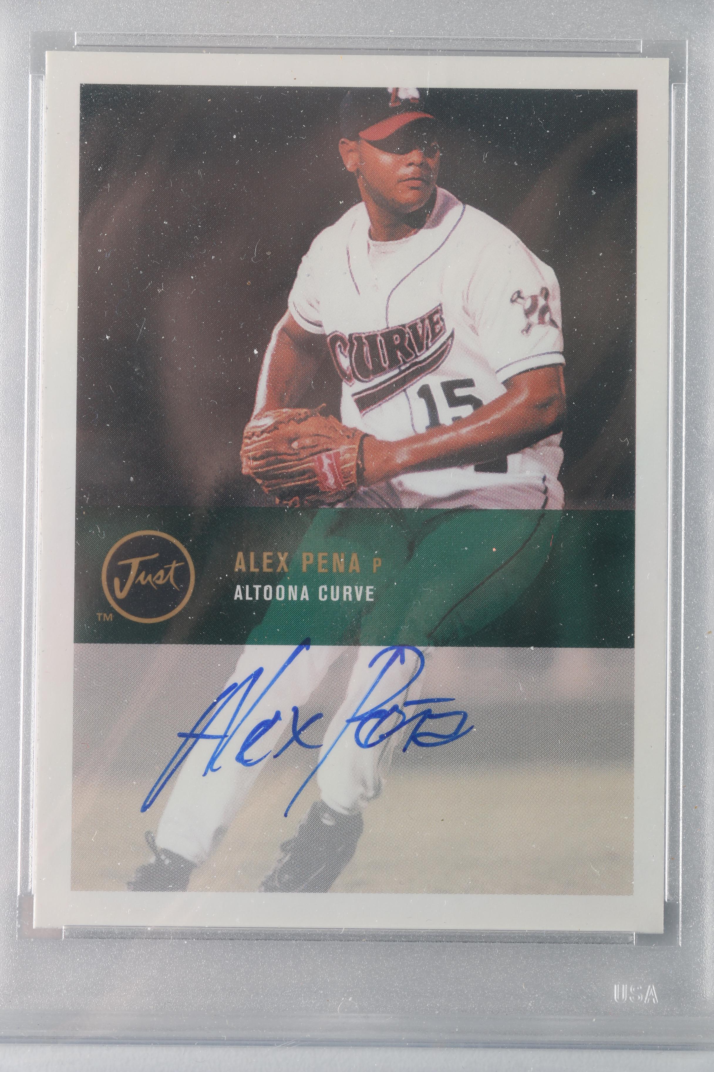 2000 Graded Alex Pena Just Minors Autographed Baseball Card