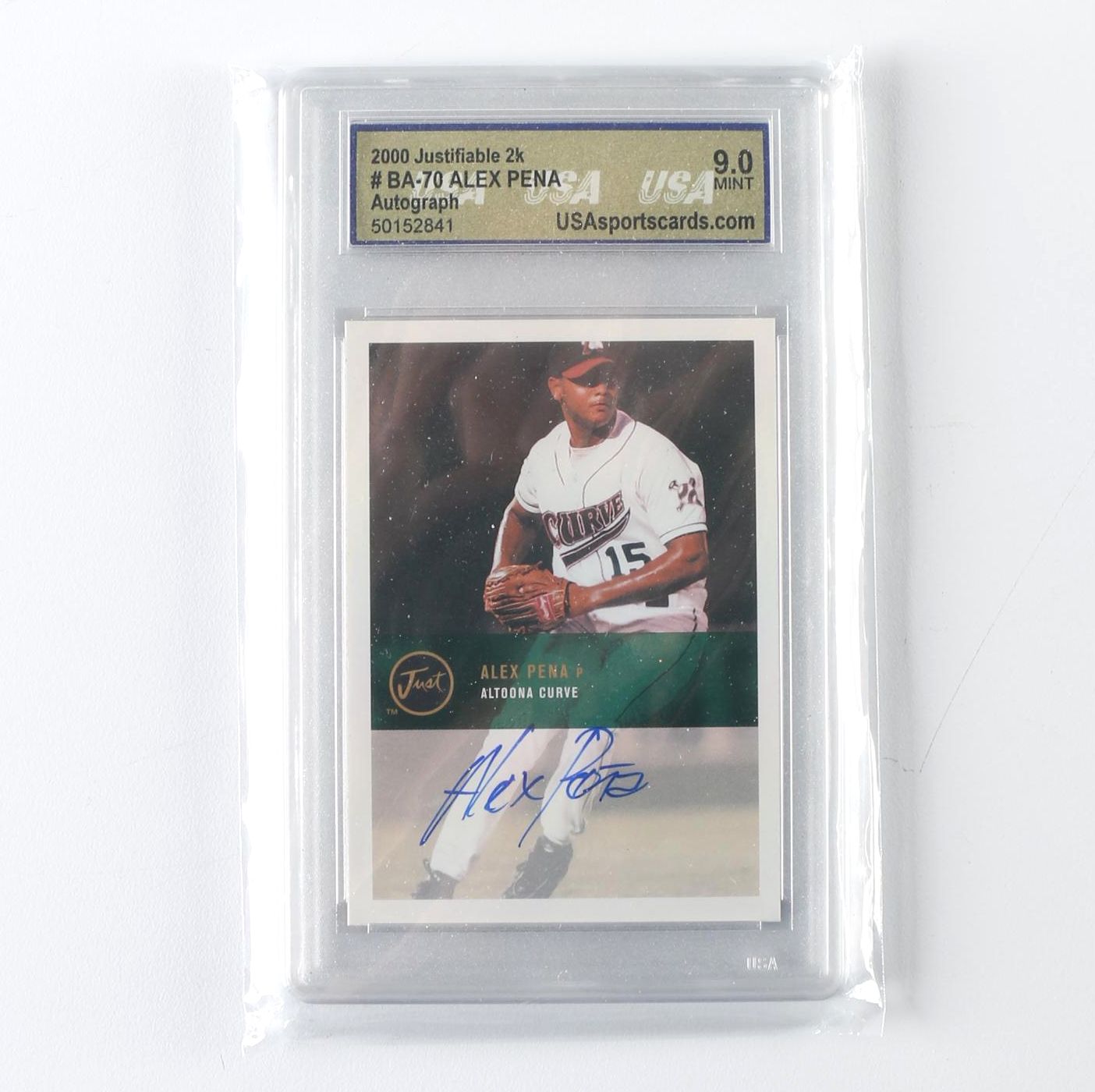 2000 Graded Alex Pena Just Minors Autographed Baseball Card