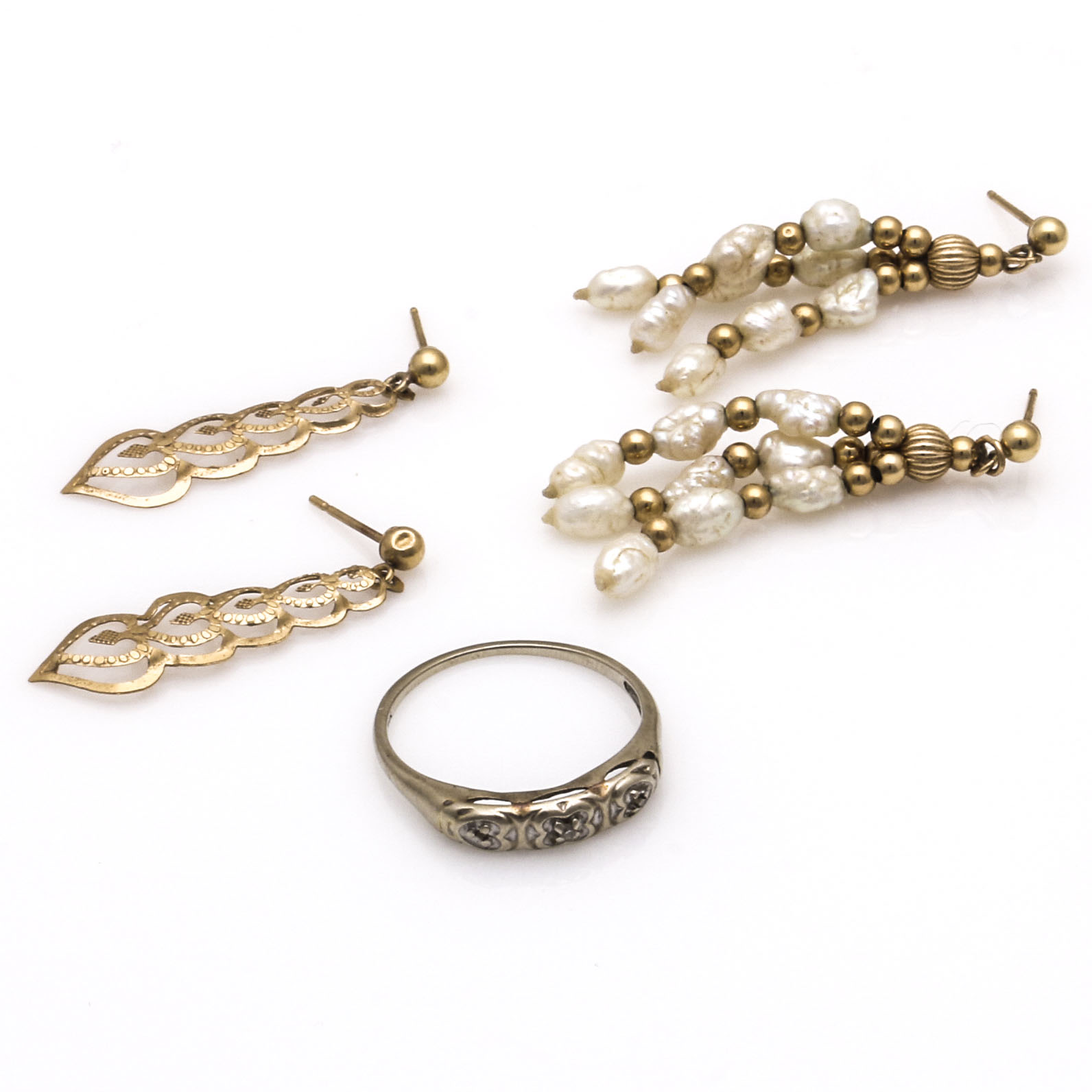 14K Gold Jewelry with Diamonds and Pearls