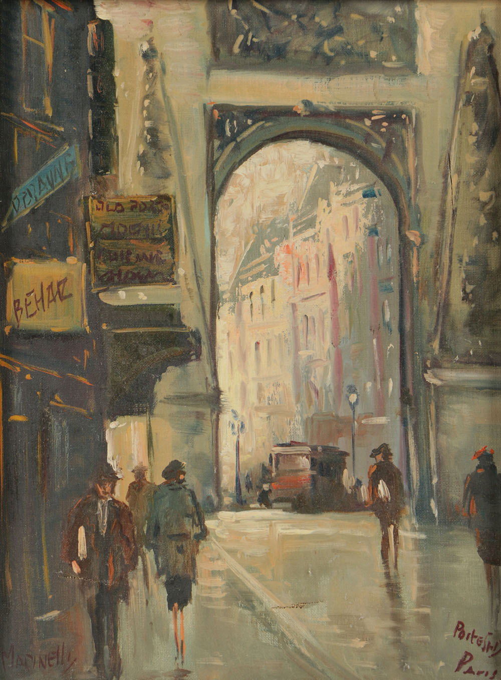 Mario Marinelli Oil Painting on Canvas of Porte Saint-Denis, Paris