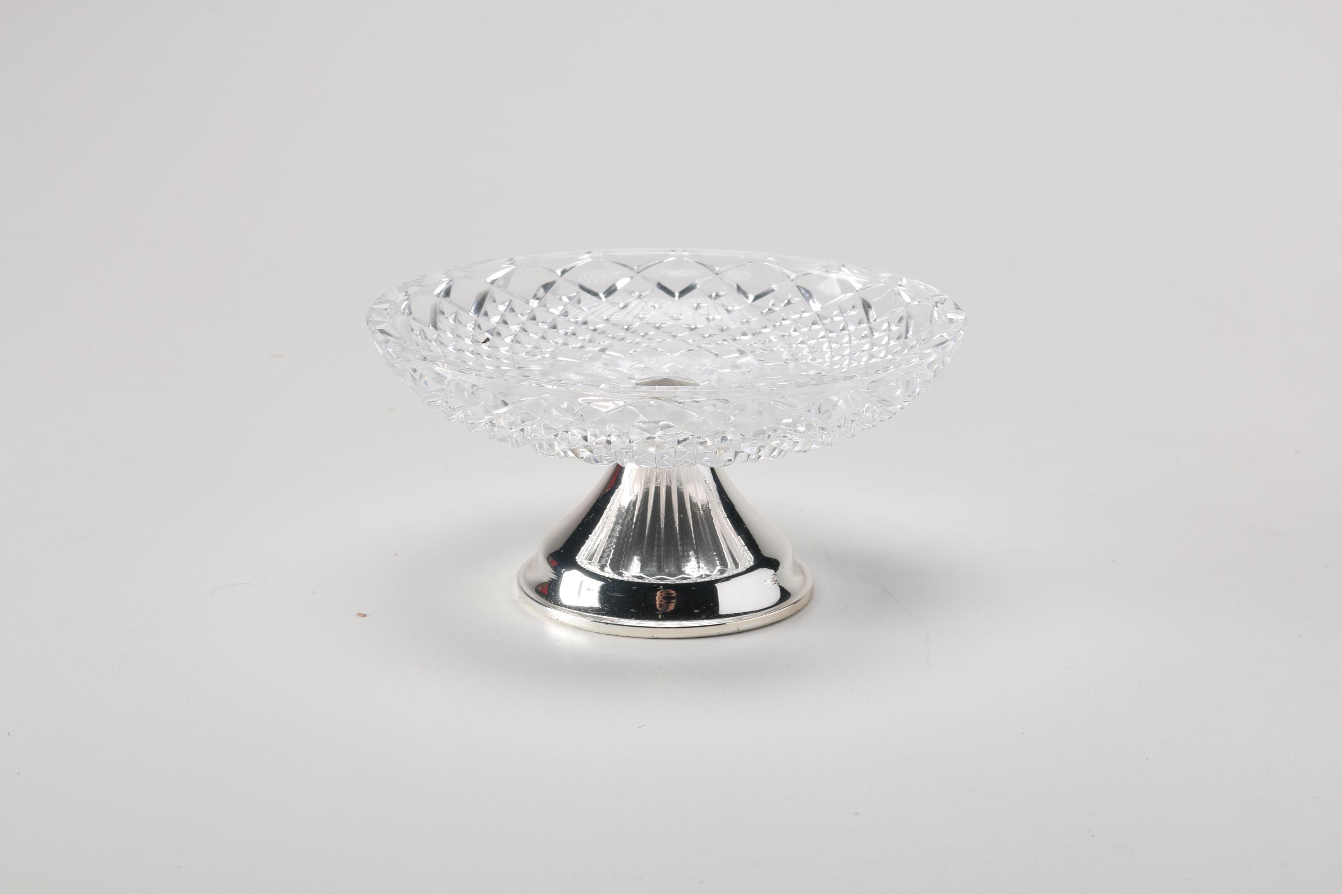 Crystal Candy Bowl With a Silver Tone Pedestal