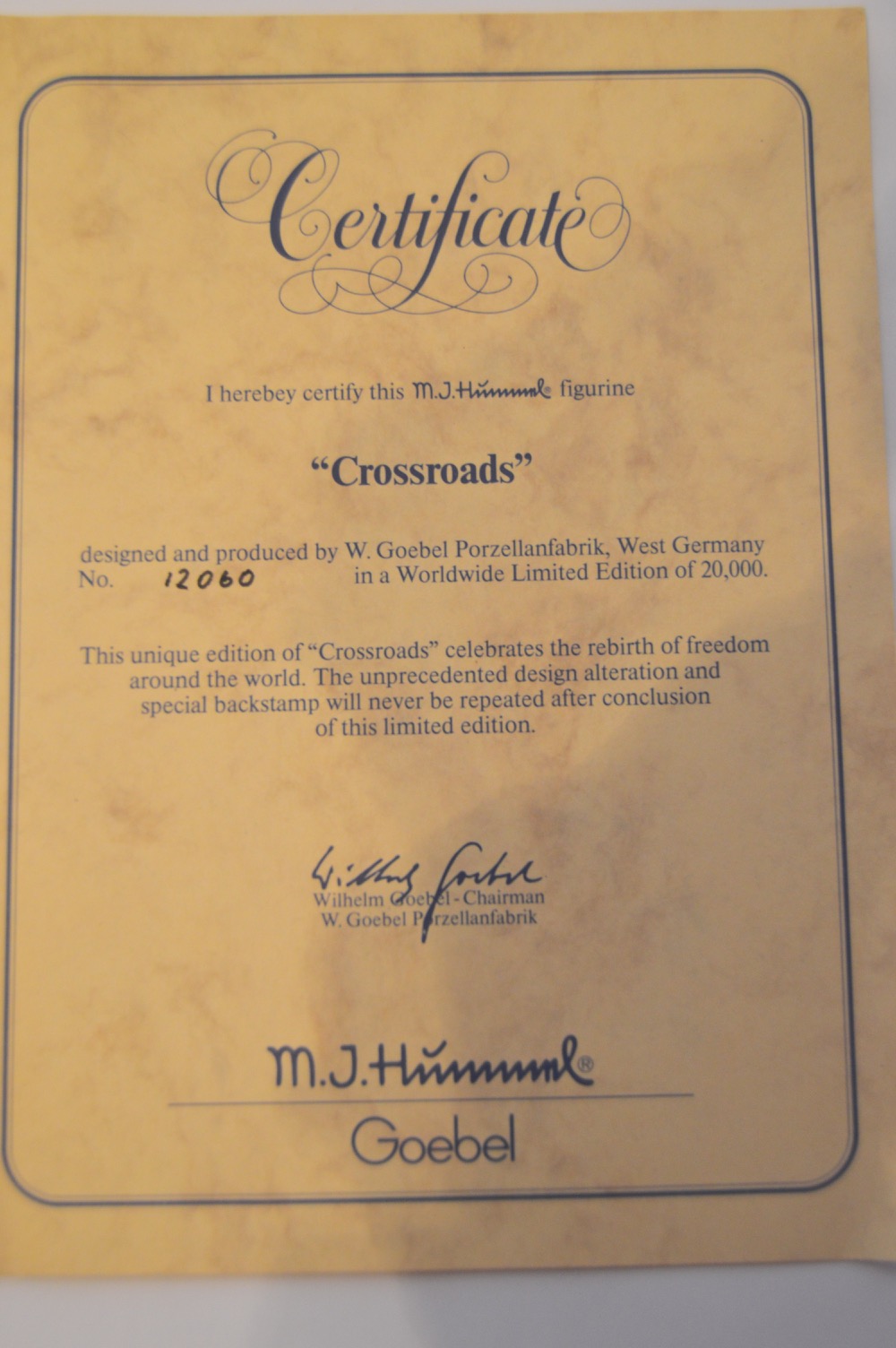 Signed Limited Edition "Crossroads" Signed M. I. Hummel Figurine