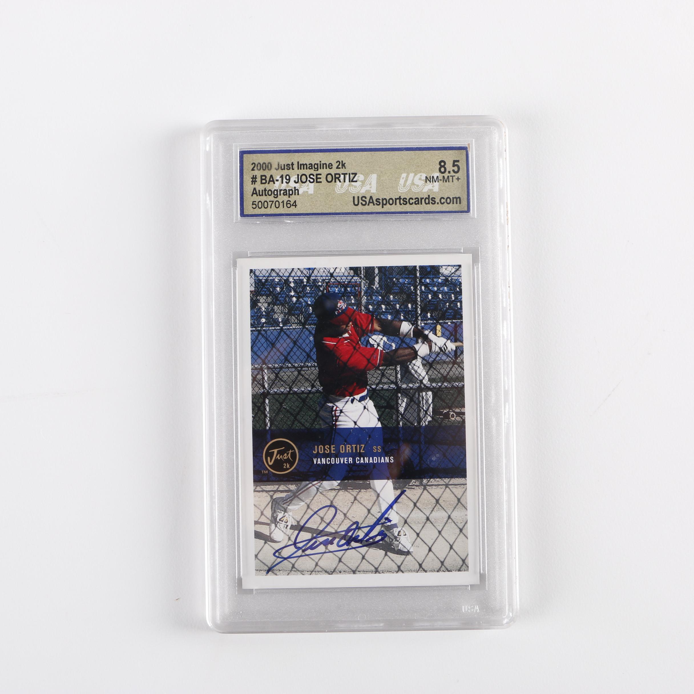 Jose Ortiz Autographed Graded Baseball Trading Card